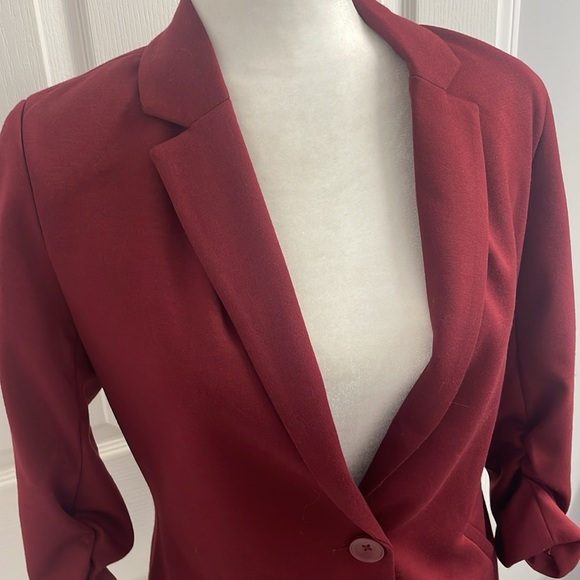 RICKI’S Hampton 3/4 Ruched Sleeve Ponte Blazer Lined in Windsor Wine Size S - Picture 4 of 15